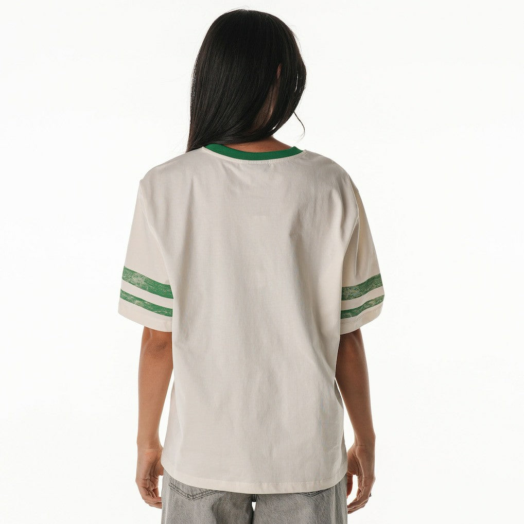 Boston Celtics The Wild Collective Women's Vintage Drop Shoulder Oversized Boyfriend T-Shirt Cream - NBA
