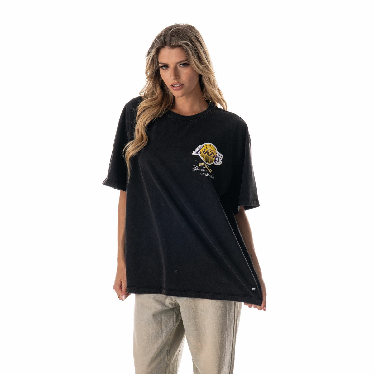 Los Angeles Lakers The Wild Collective Unisex Oversized Streetwear T-Shirt Black - NBA