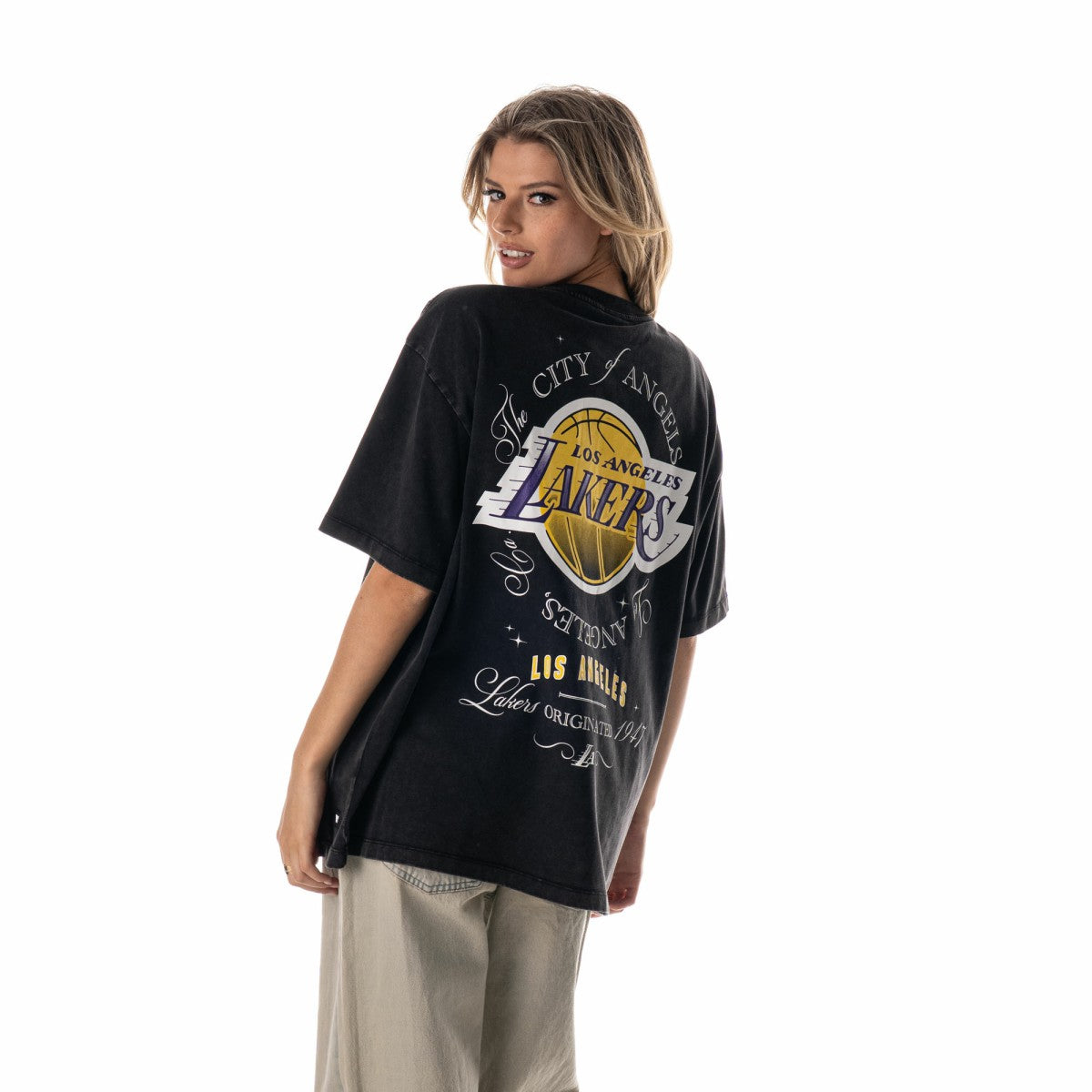Los Angeles Lakers The Wild Collective Unisex Oversized Streetwear T-Shirt Black - NBA