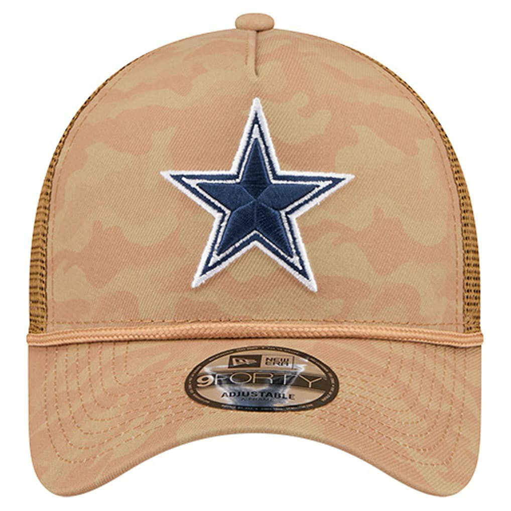 Dallas Cowboys New Era Wheat Camo 9FORTY Trucker Adjustable Hat Tan | NFL