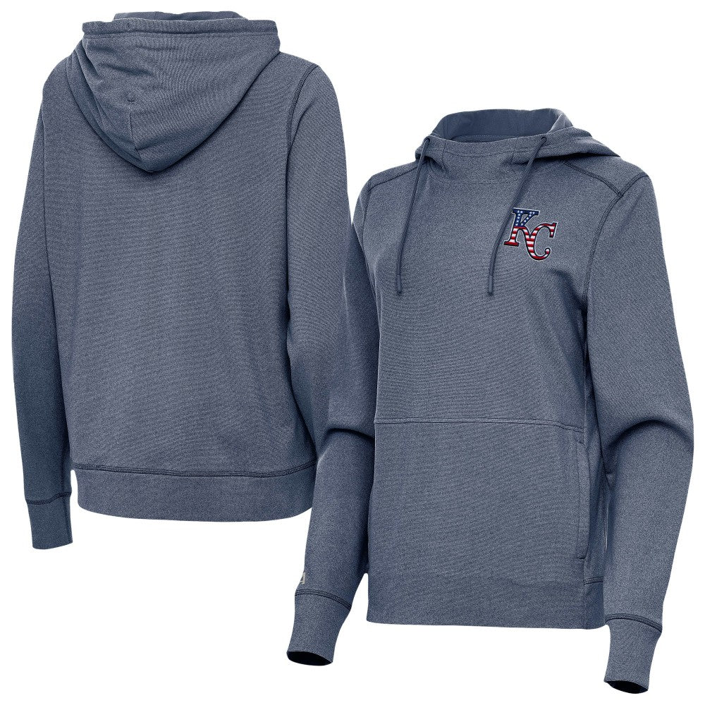 Kansas City Royals Antigua Women's Justice Stars and Stripes Team Logo Pullover Hoodie - MLB