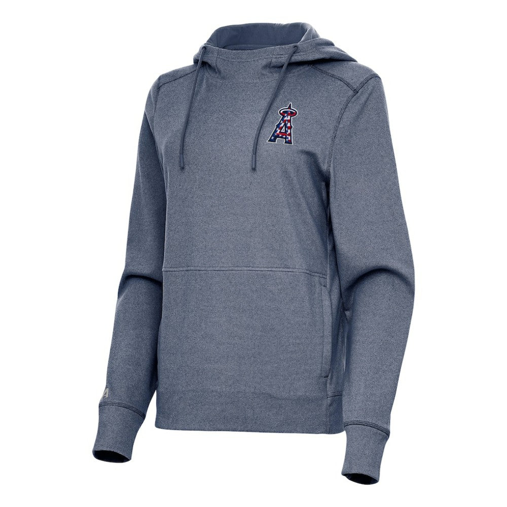 Los Angeles Angels Antigua Women's Justice Stars and Stripes Team Logo Pullover Hoodie - MLB