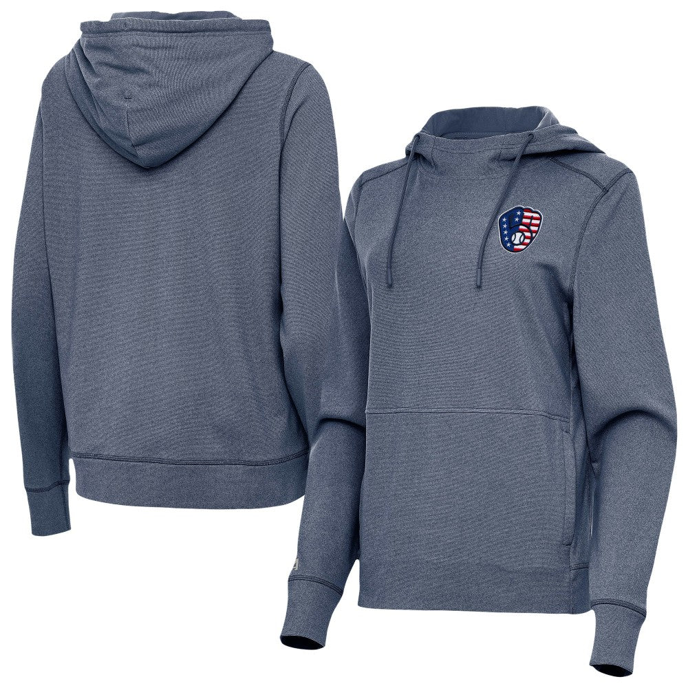 Milwaukee Brewers Antigua Women's Justice Stars and Stripes Team Logo Pullover Hoodie - MLB