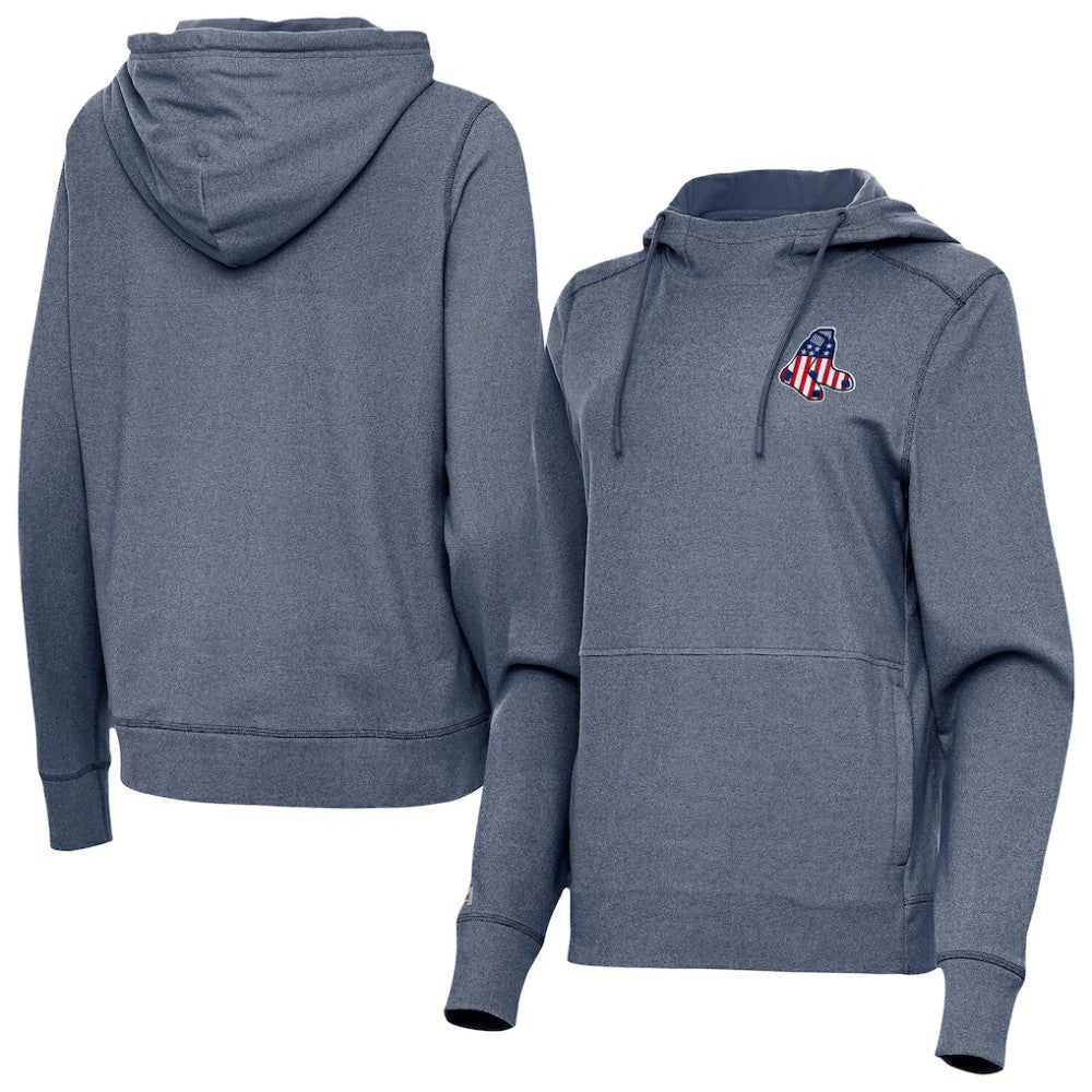Boston Red Sox Antigua Women's Justice Stars and Stripes Team Logo Pullover Hoodie - MLB