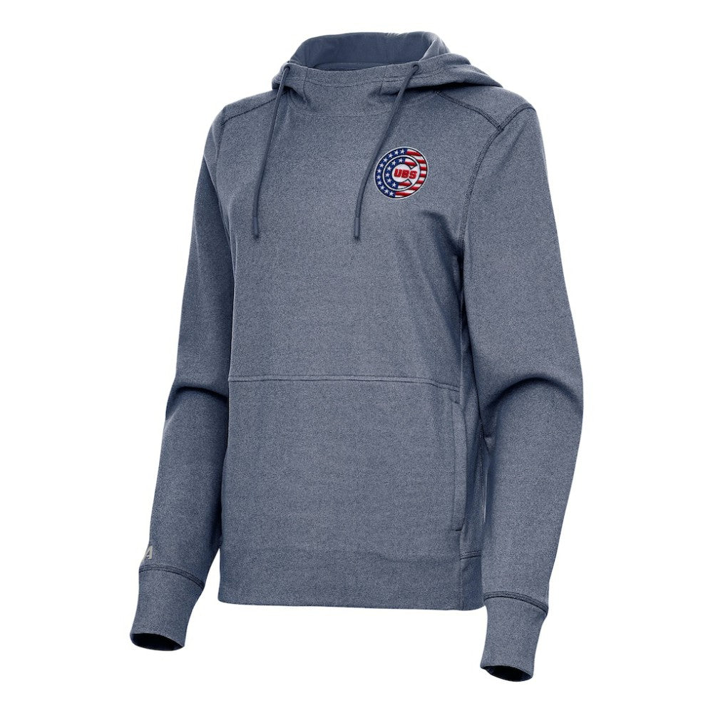 Chicago Cubs Antigua Women's Justice Stars and Stripes Team Logo Pullover Hoodie - MLB