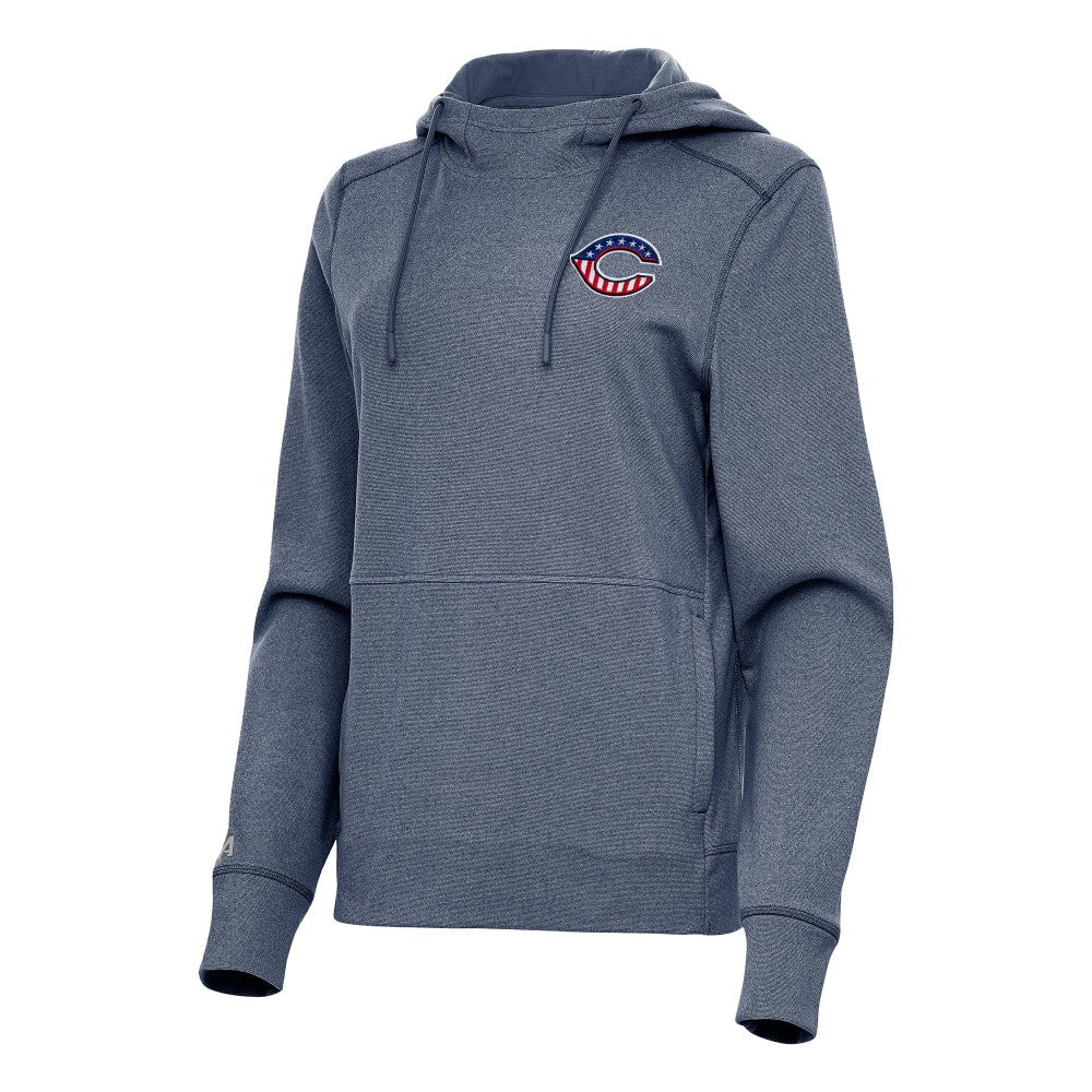 Cincinnati Reds Antigua Women's Justice Stars and Stripes Team Logo Pullover Hoodie - MLB