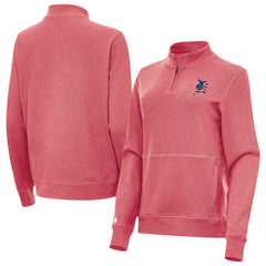 Detroit Tigers Antigua Women's Crush Stars and Stripes Team Logo Quarter-Zip Pullover Top - MLB
