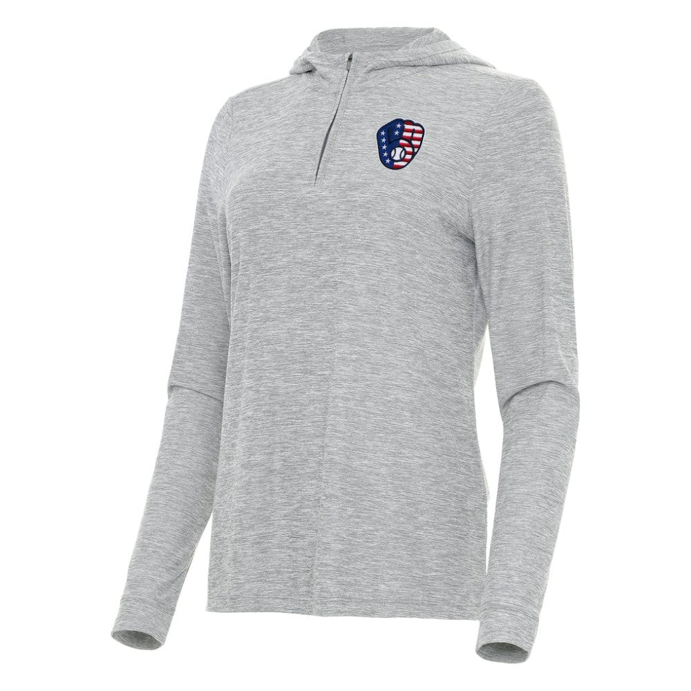 Milwaukee Brewers Antigua Women's Daybreak Quarter-Zip Hoodie - MLB