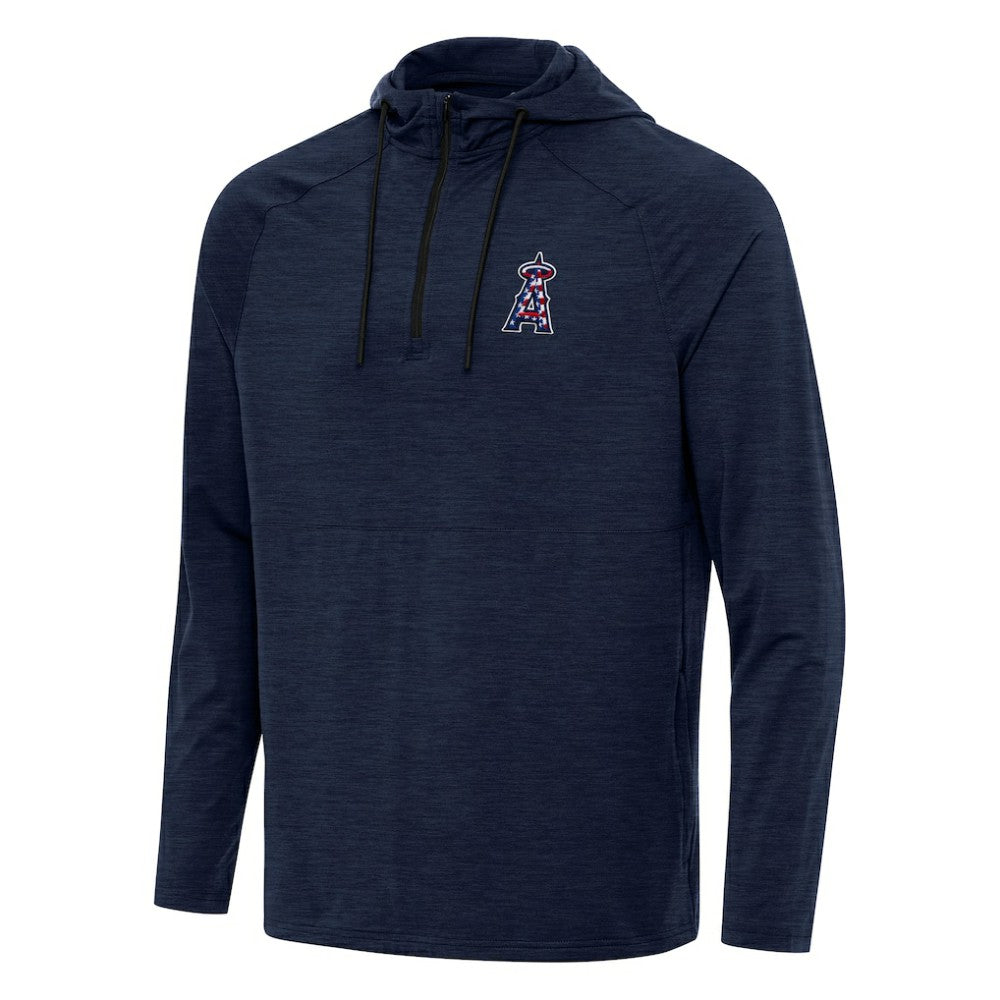 Los Angeles Angels Antigua Spikes Stars and Stripes Team Logo Quarter-Zip Pullover Hoodie - MLB