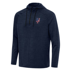 New York Mets Antigua Spikes Stars and Stripes Team Logo Quarter-Zip Pullover Hoodie - MLB