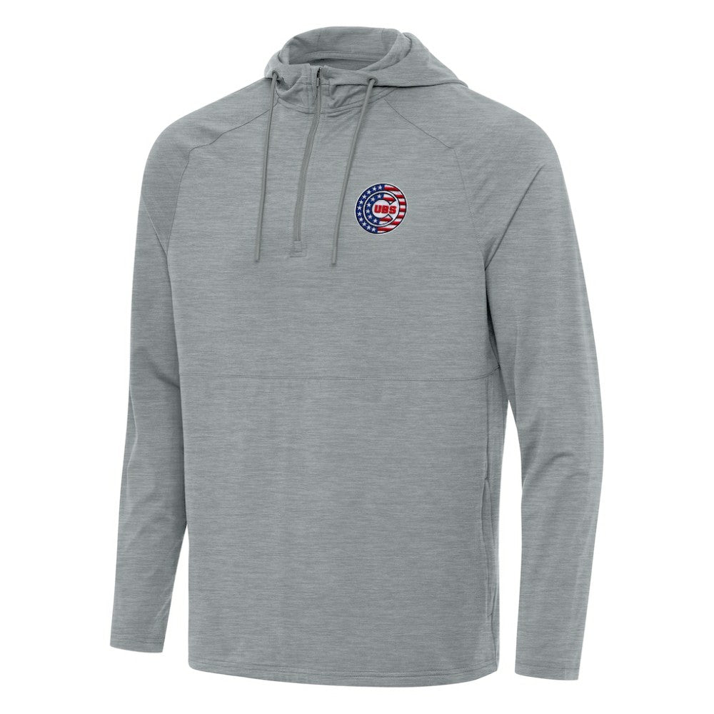 Chicago Cubs Antigua Spikes Stars and Stripes Team Logo Quarter-Zip Pullover Hoodie - MLB