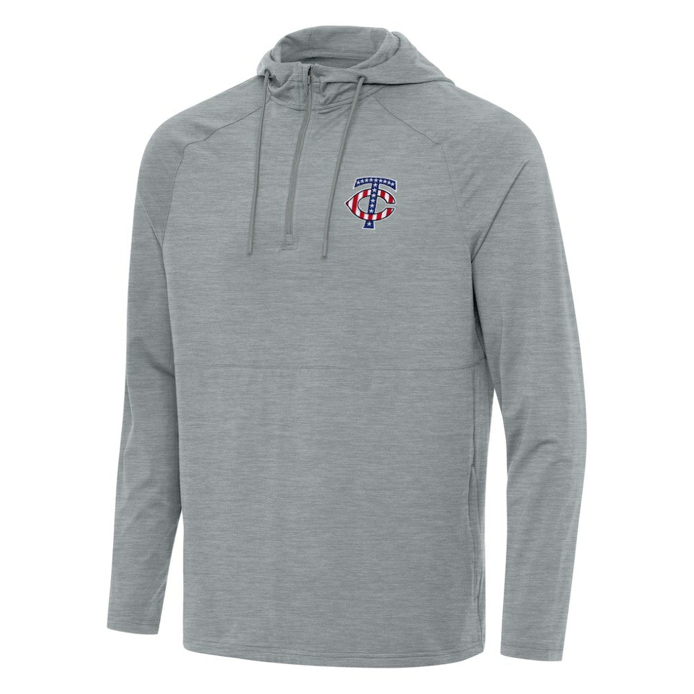 Minnesota Twins Antigua Spikes Stars and Stripes Team Logo Quarter-Zip Pullover Hoodie - MLB
