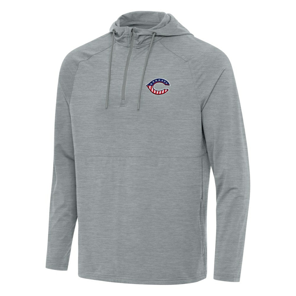 Cincinnati Reds Antigua Spikes Stars and Stripes Team Logo Quarter-Zip Pullover Hoodie - MLB