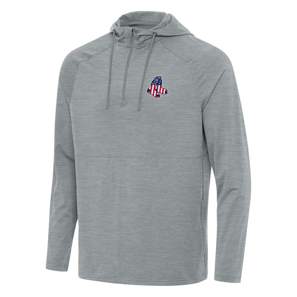 Boston Red Sox Antigua Spikes Stars and Stripes Team Logo Quarter-Zip Pullover Hoodie - MLB