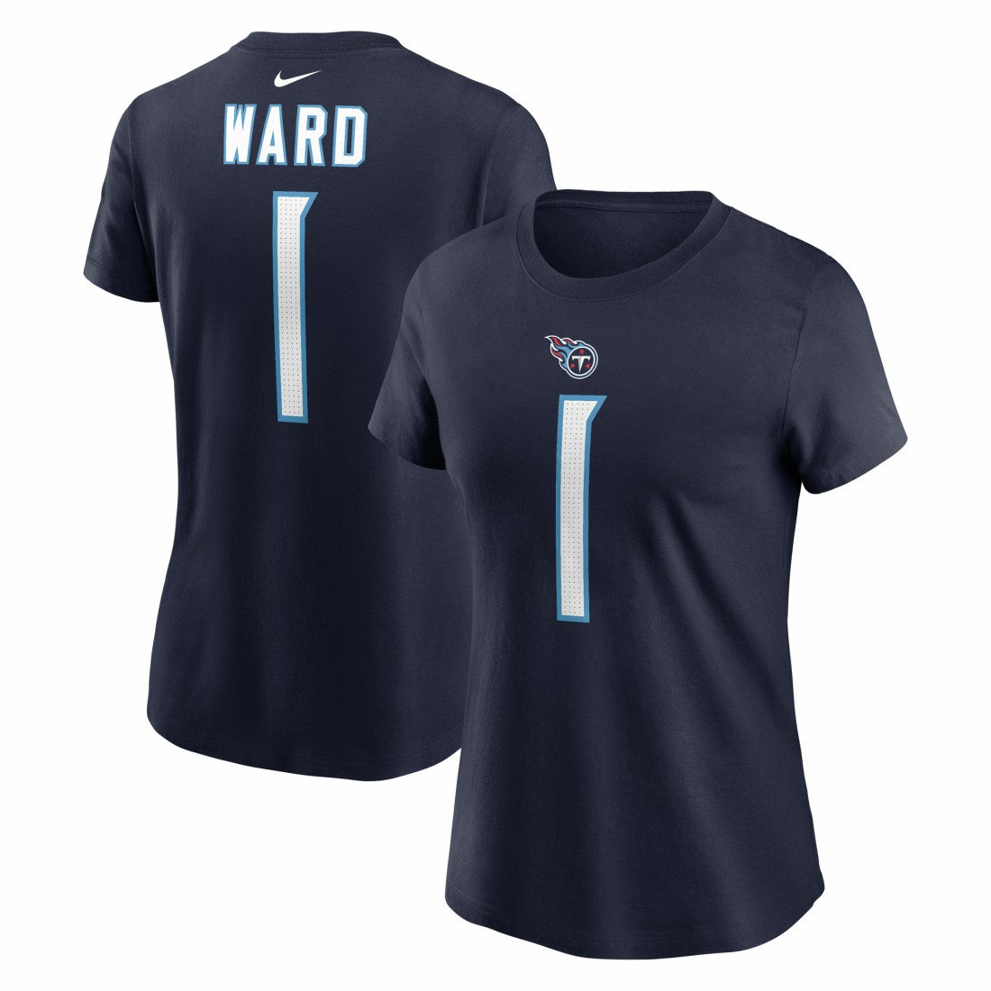 Cameron Ward Tennessee Titans Women's Name & Number T-Shirt Navy | Nike for Sale