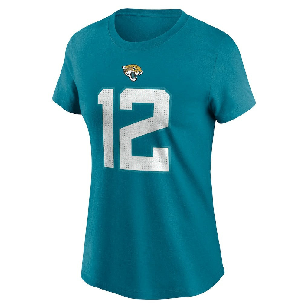 Travis Hunter Jacksonville Jaguars Women's Name & Number T-Shirt Teal | Nike for Sale