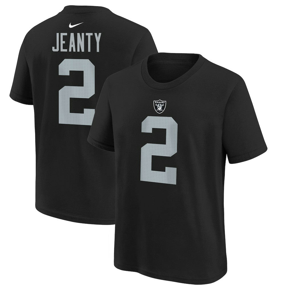 Ashton Jeanty Las Vegas Raiders Youth 2025 NFL Draft First Round Pick Name & Number T-Shirt Black | Nike for Sale