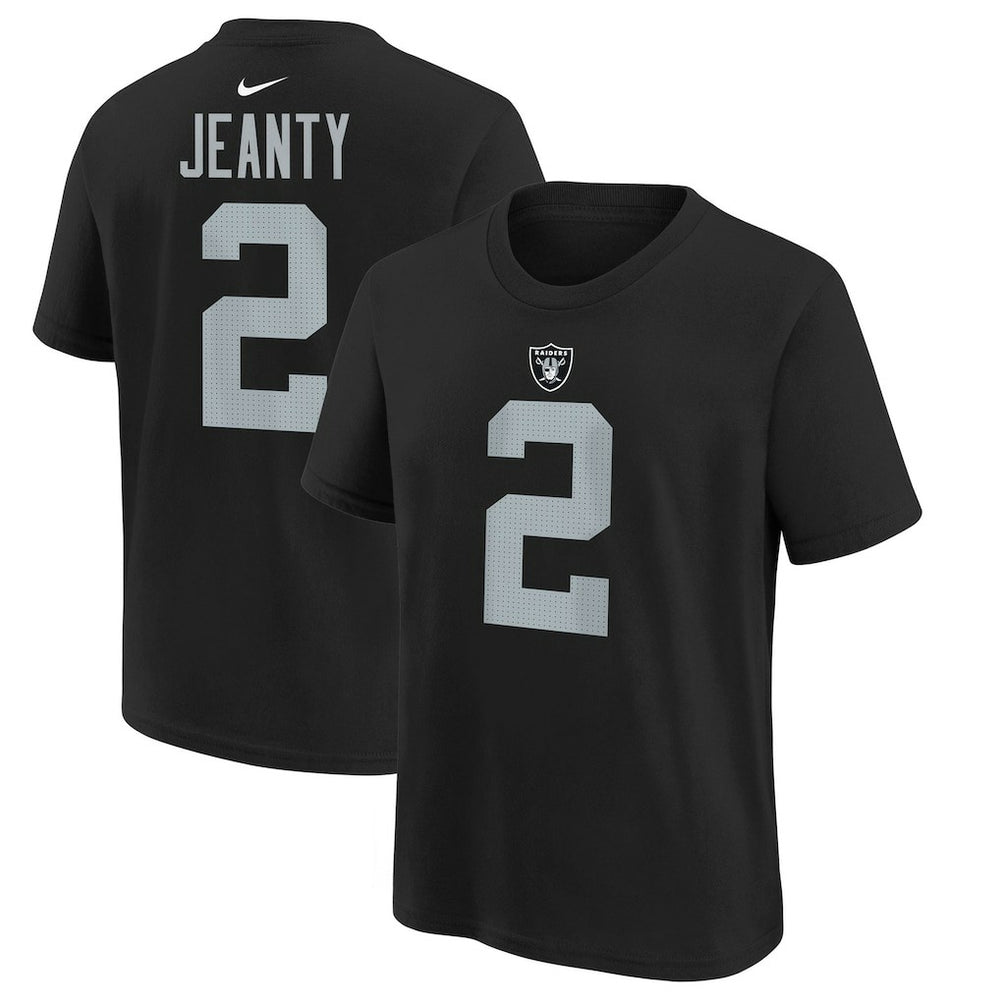 Ashton Jeanty Las Vegas Raiders Youth 2025 NFL Draft First Round Pick Name & Number T-Shirt Black | Nike for Sale
