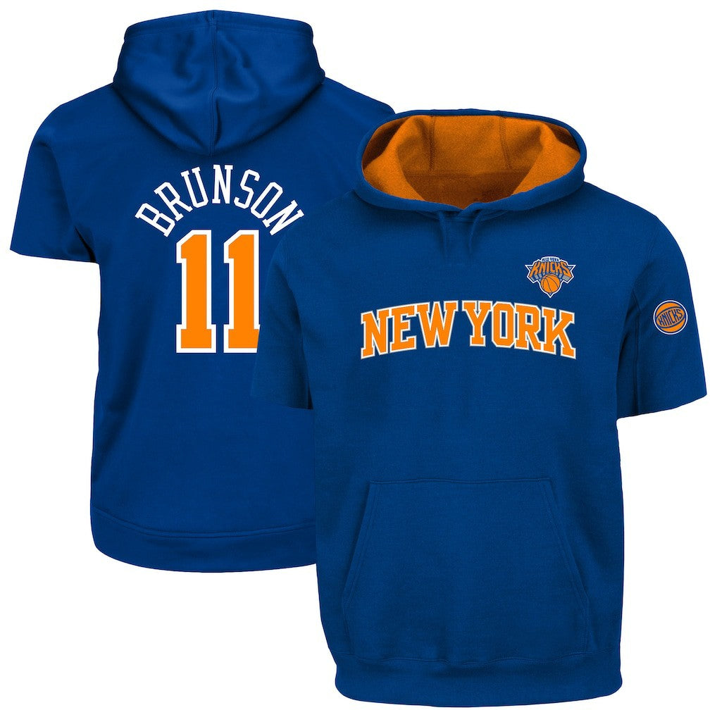 Jalen Brunson New York Knicks Big & Tall Short Sleeve Hoodie Blue - NBA