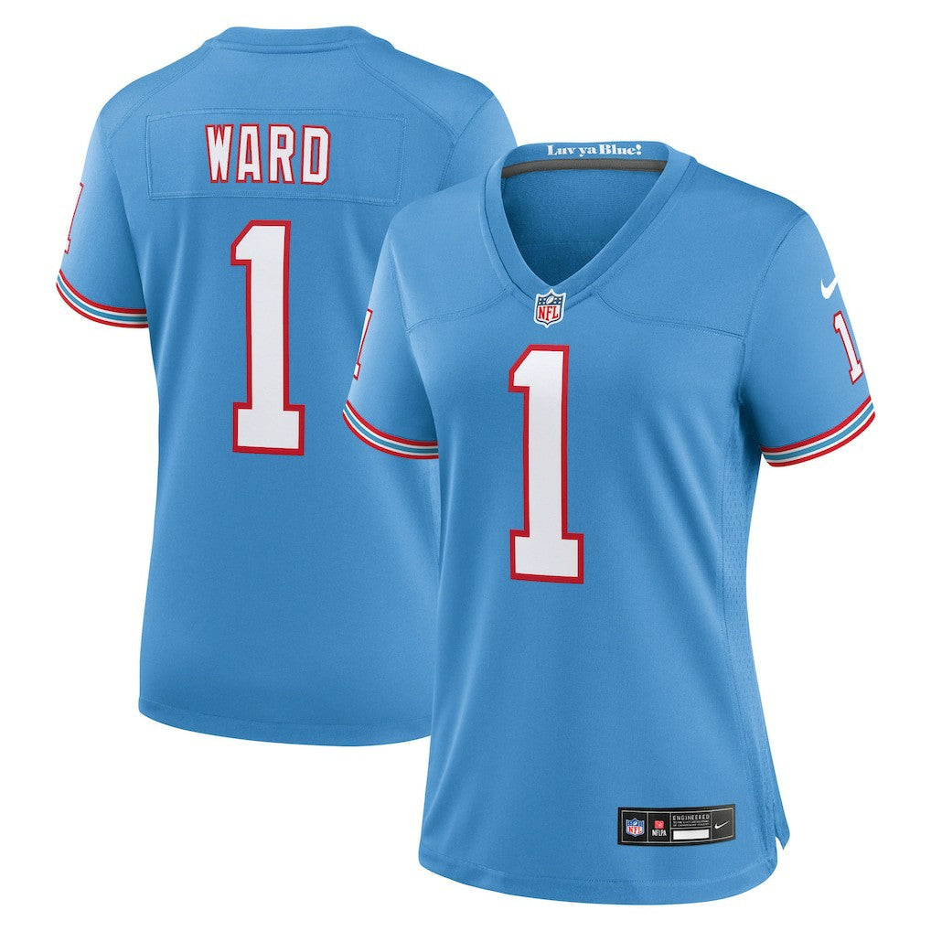 Cam Ward Tennessee Titans Women's 2025 NFL Draft 2nd Alternate Game Jersey Light Blue | Nike for Sale