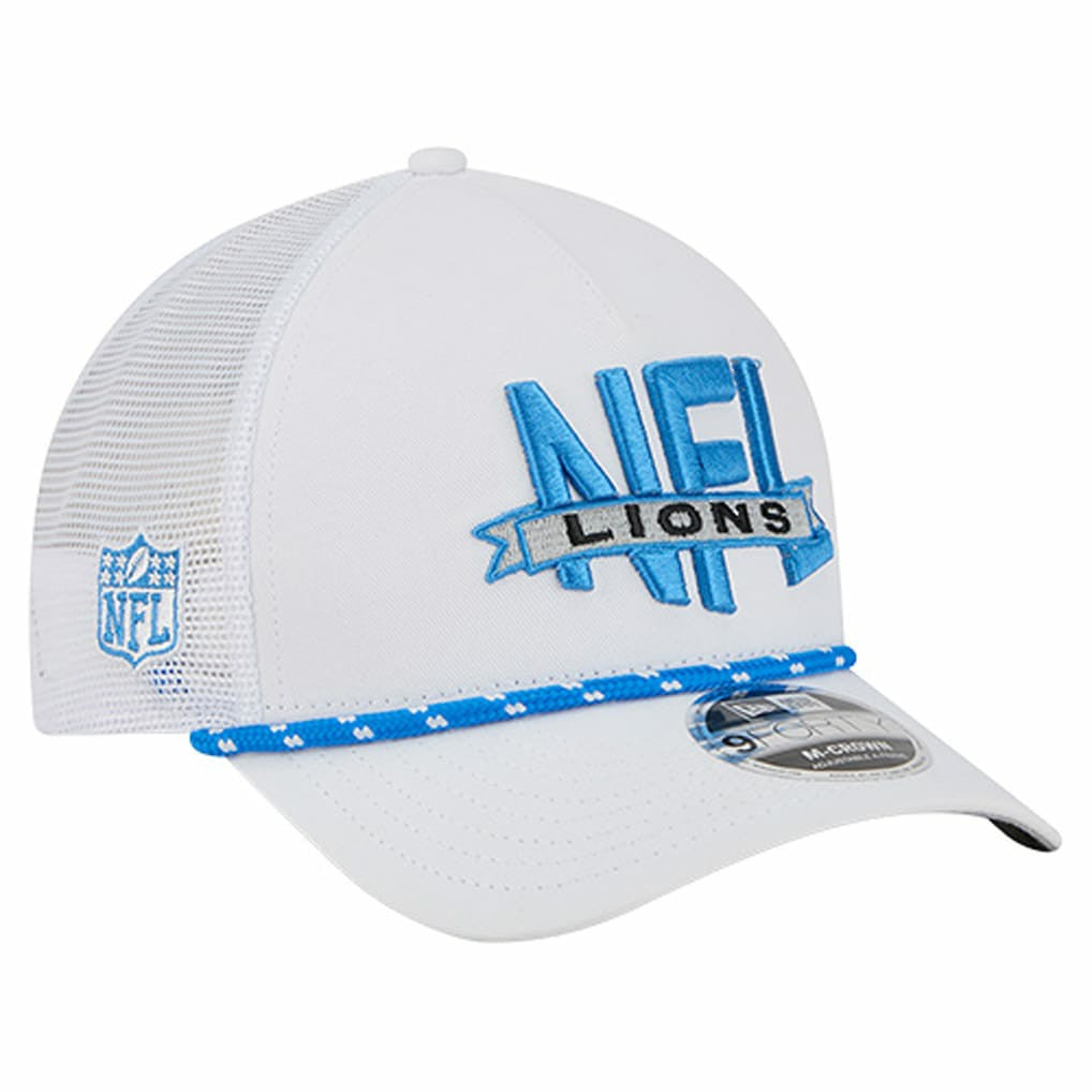 Detroit Lions New Era NFL 9FORTY A-Frame M-Crown Adjustable Trucker Hat White | NFL