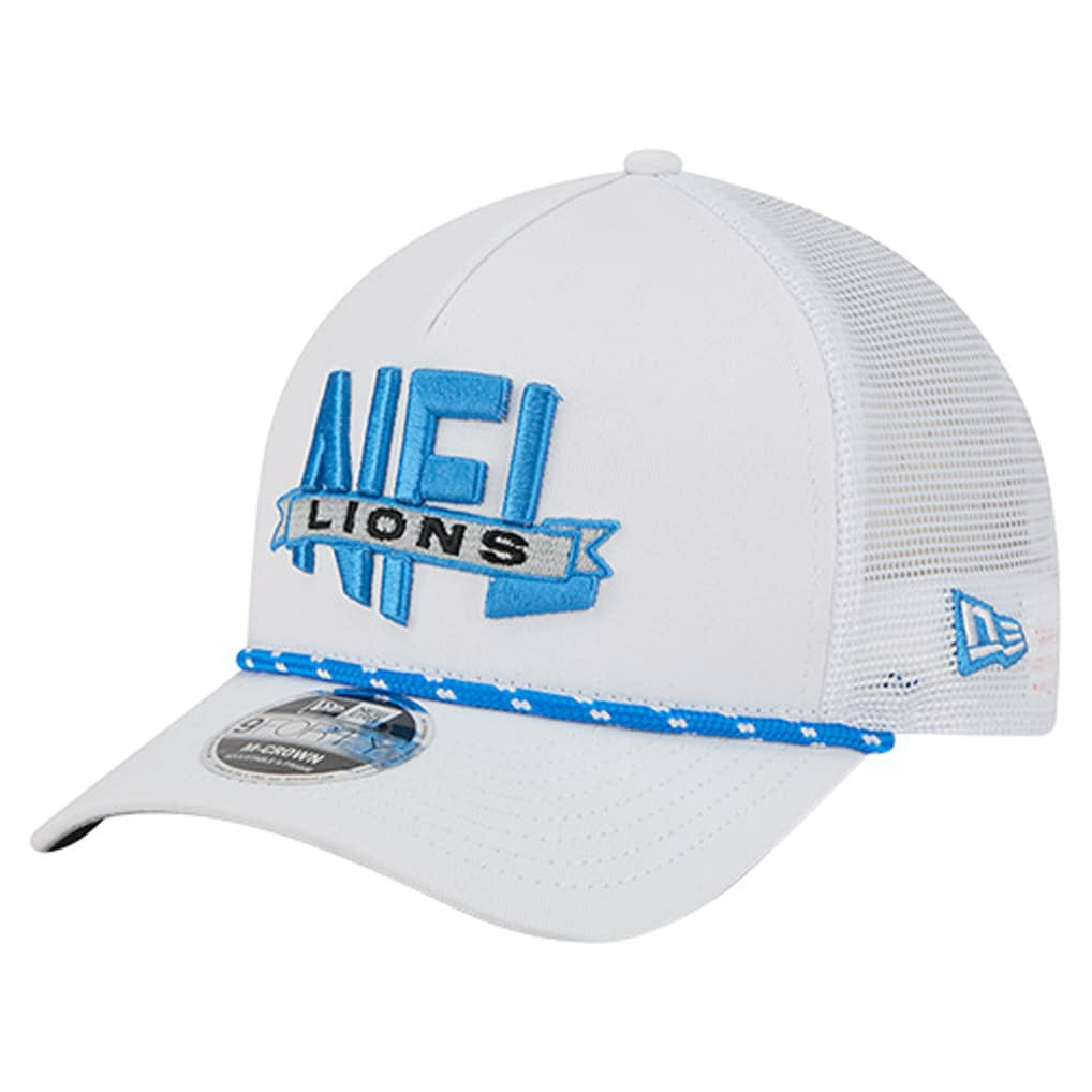 Detroit Lions New Era NFL 9FORTY A-Frame M-Crown Adjustable Trucker Hat White | NFL