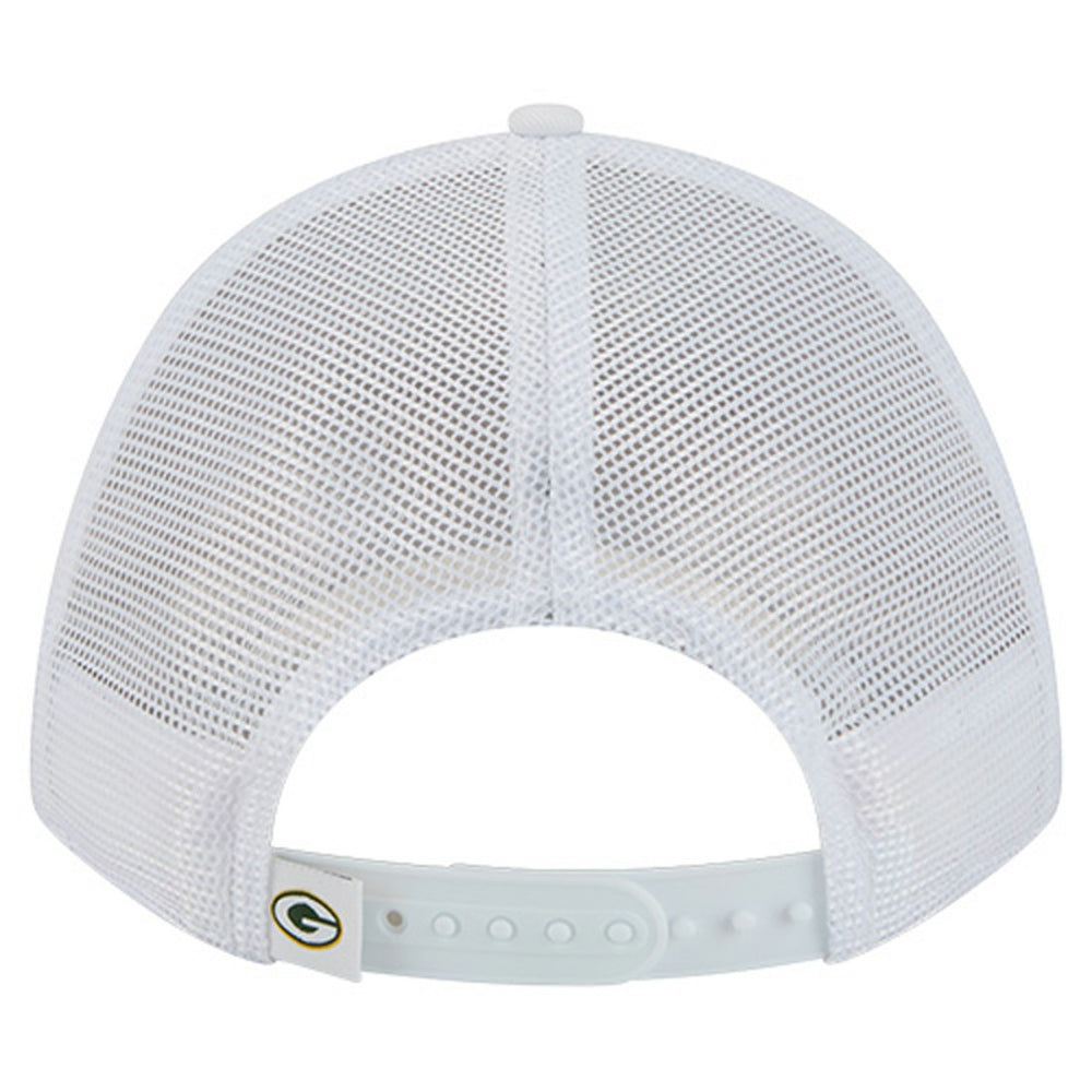 Green Bay Packers New Era NFL 9FORTY A-Frame M-Crown Adjustable Trucker Hat White | NFL