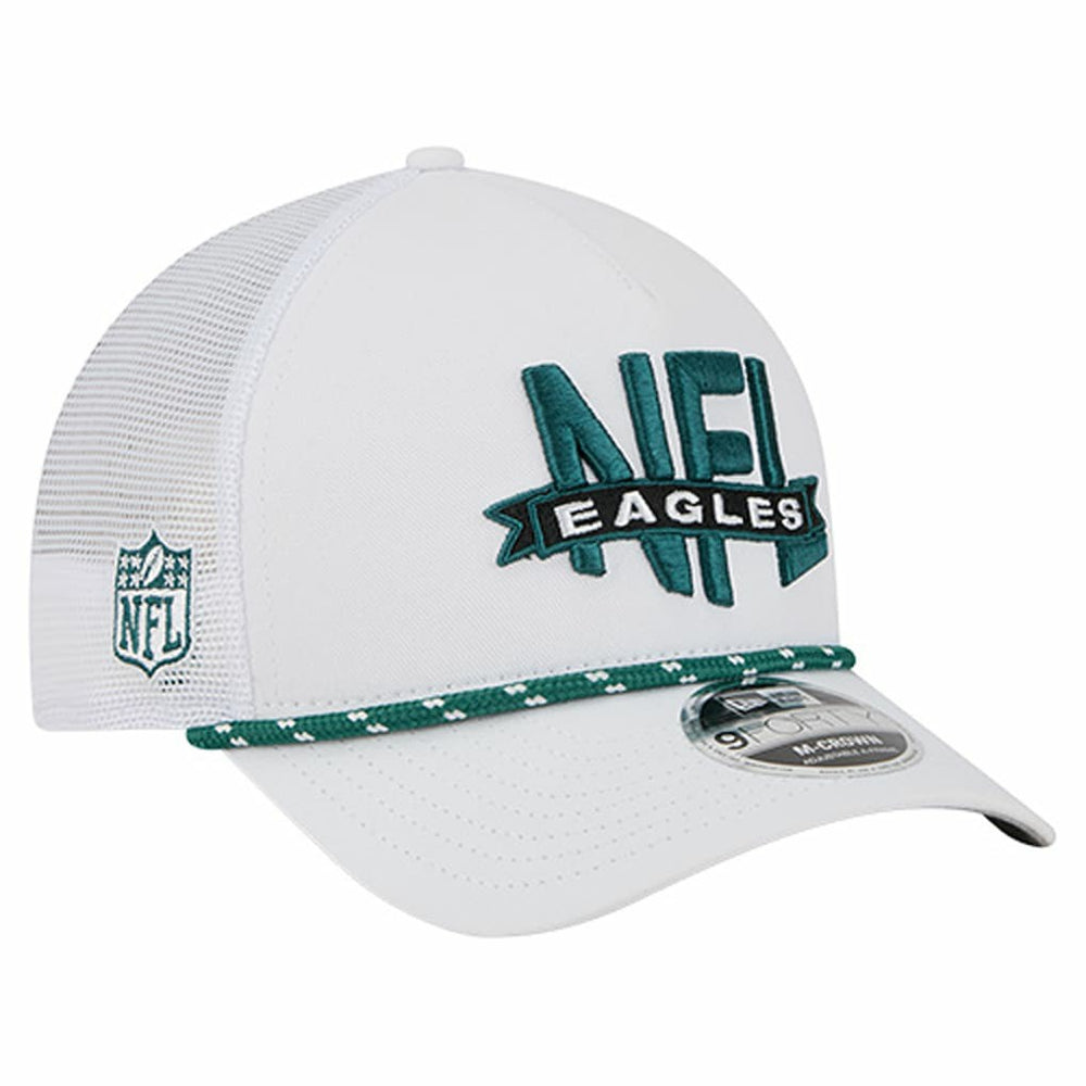 Philadelphia Eagles New Era NFL 9FORTY A-Frame M-Crown Adjustable Trucker Hat White | NFL