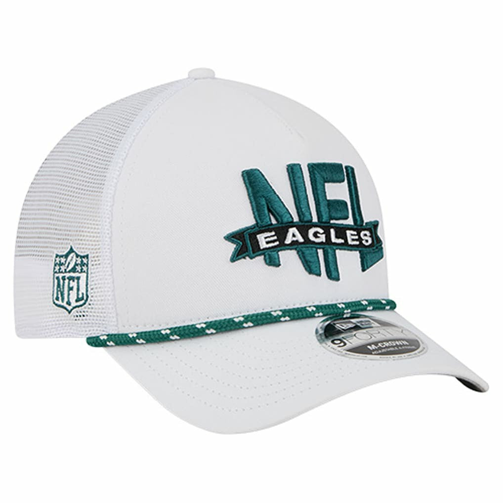 Philadelphia Eagles New Era NFL 9FORTY A-Frame M-Crown Adjustable Trucker Hat White | NFL