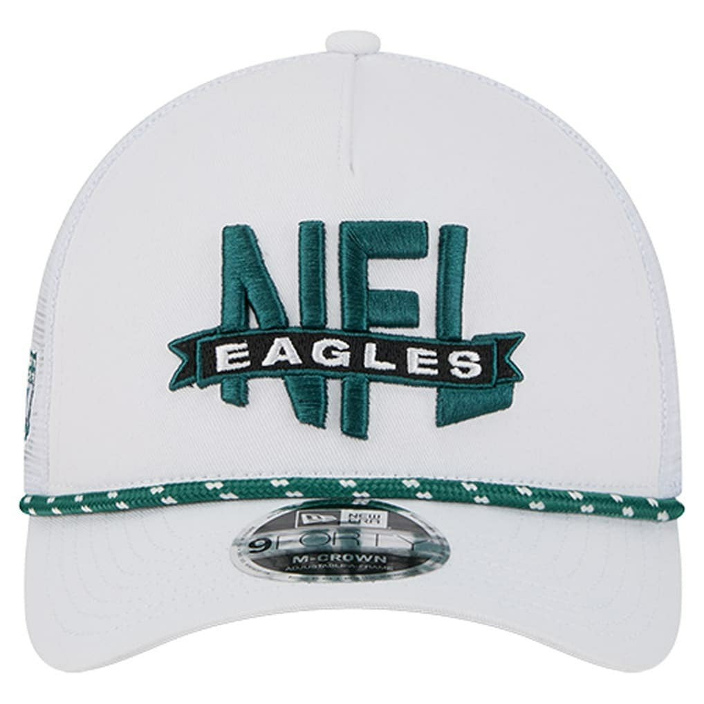 Philadelphia Eagles New Era NFL 9FORTY A-Frame M-Crown Adjustable Trucker Hat White | NFL