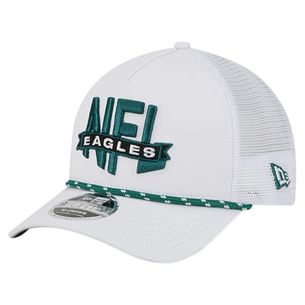 Philadelphia Eagles New Era NFL 9FORTY A-Frame M-Crown Adjustable Trucker Hat White | NFL