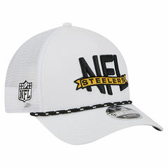 Pittsburgh Steelers New Era NFL 9FORTY A-Frame M-Crown Adjustable Trucker Hat White | NFL