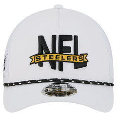 Pittsburgh Steelers New Era NFL 9FORTY A-Frame M-Crown Adjustable Trucker Hat White | NFL