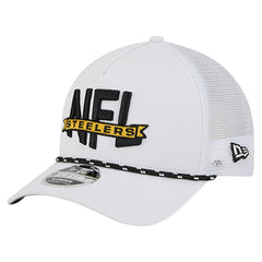 Pittsburgh Steelers New Era NFL 9FORTY A-Frame M-Crown Adjustable Trucker Hat White | NFL