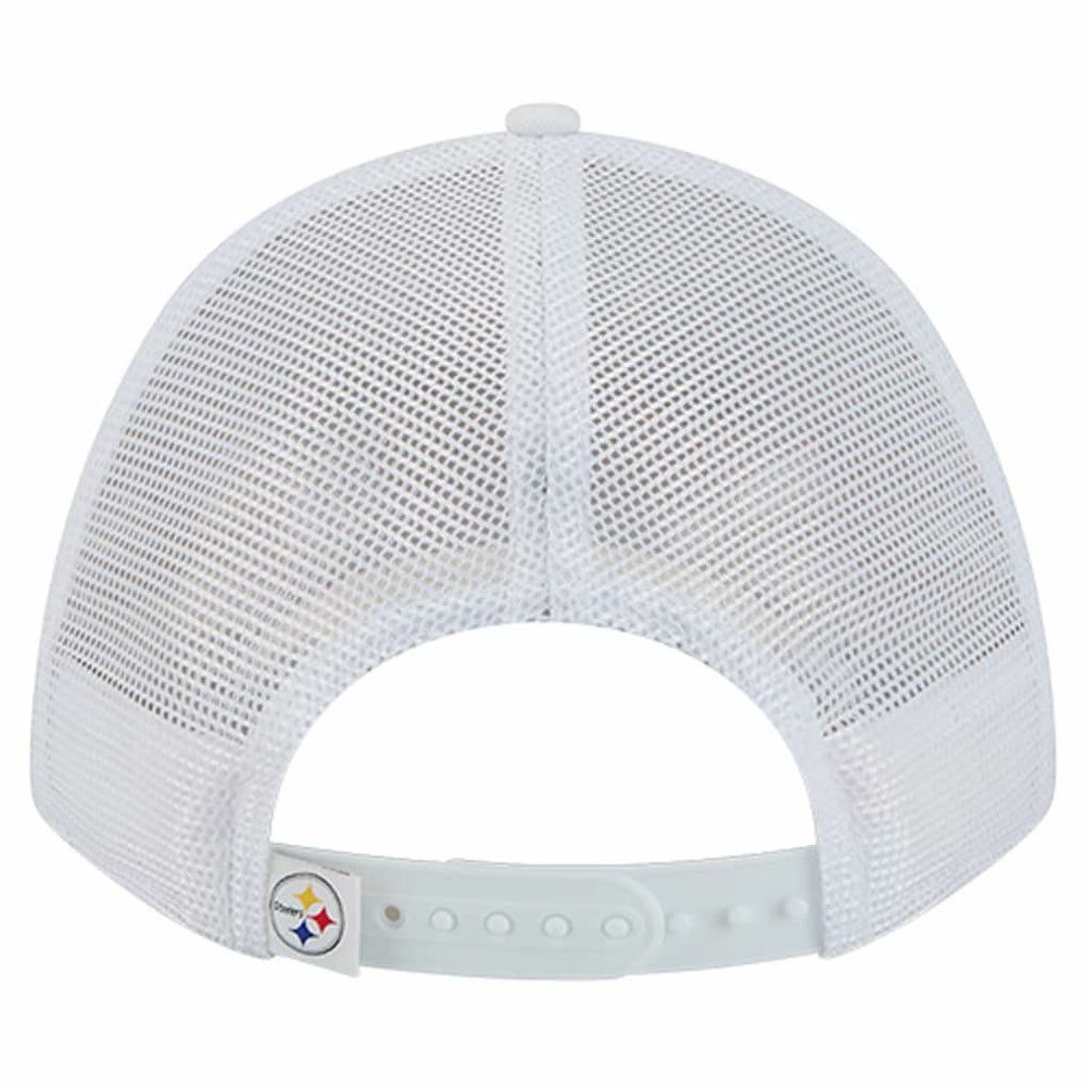 Pittsburgh Steelers New Era NFL 9FORTY A-Frame M-Crown Adjustable Trucker Hat White | NFL