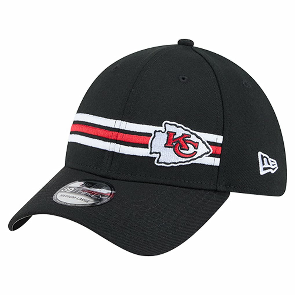 Kansas City Chiefs New Era Stripes 39THIRTY Flex Hat Black | NFL