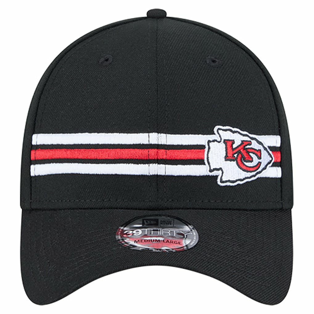 Kansas City Chiefs New Era Stripes 39THIRTY Flex Hat Black | NFL
