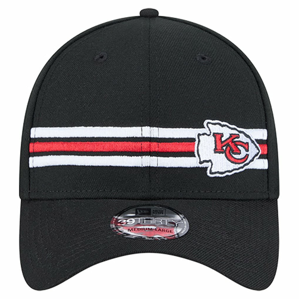 Kansas City Chiefs New Era Stripes 39THIRTY Flex Hat Black | NFL