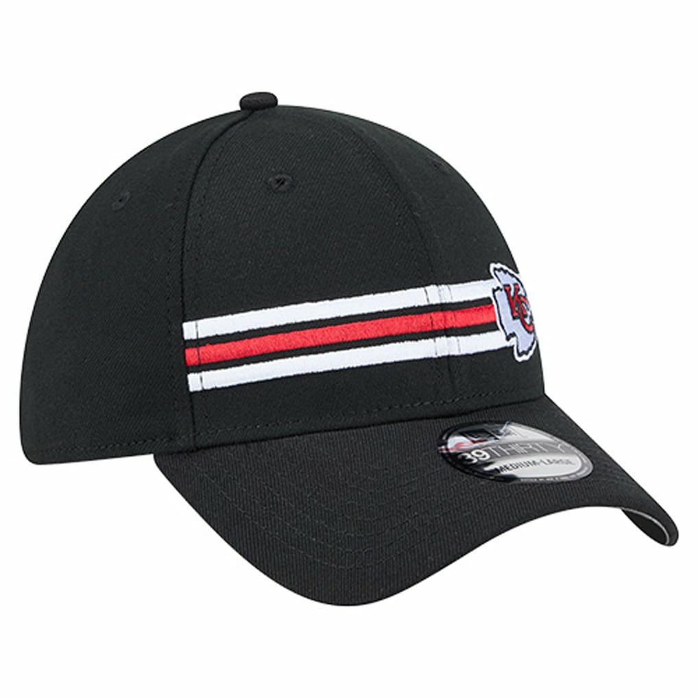 Kansas City Chiefs New Era Stripes 39THIRTY Flex Hat Black | NFL