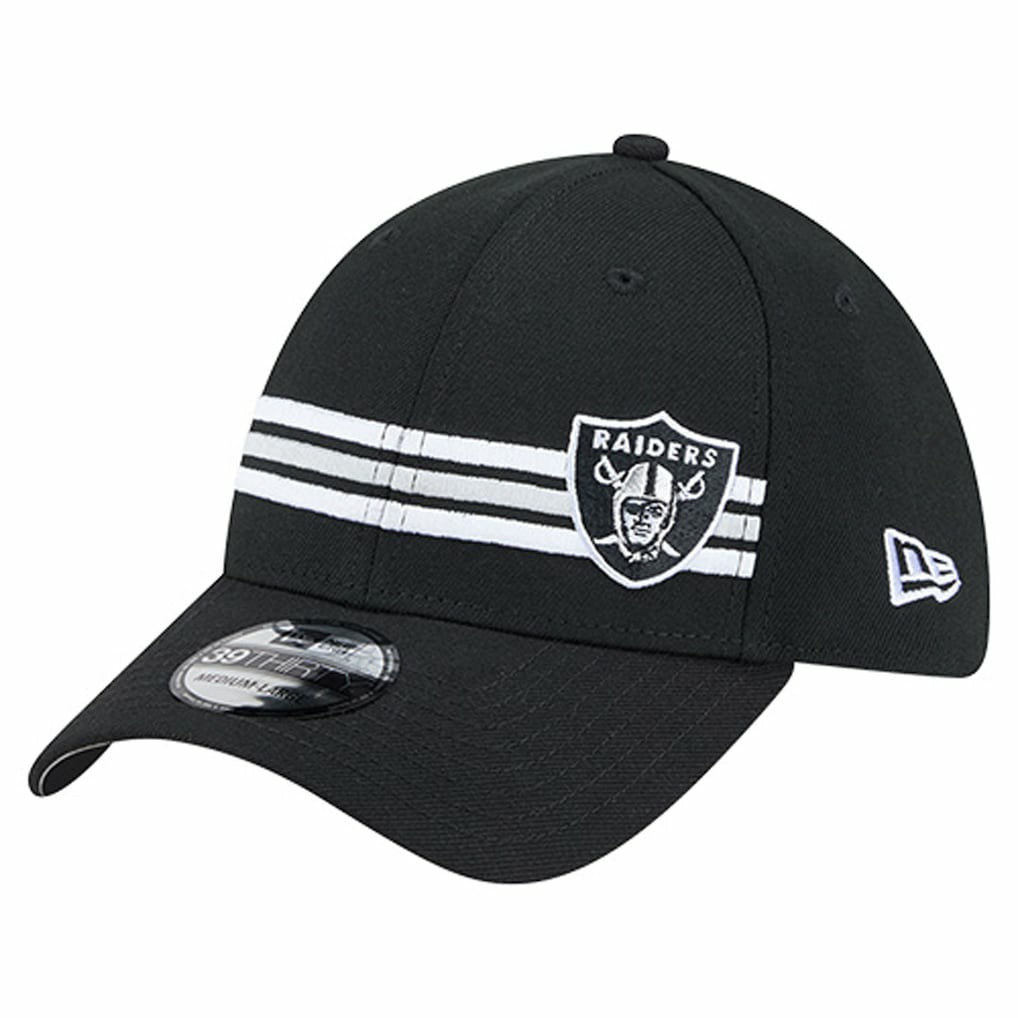 Las Vegas Raiders New Era Stripes 39THIRTY Flex Hat Black | NFL