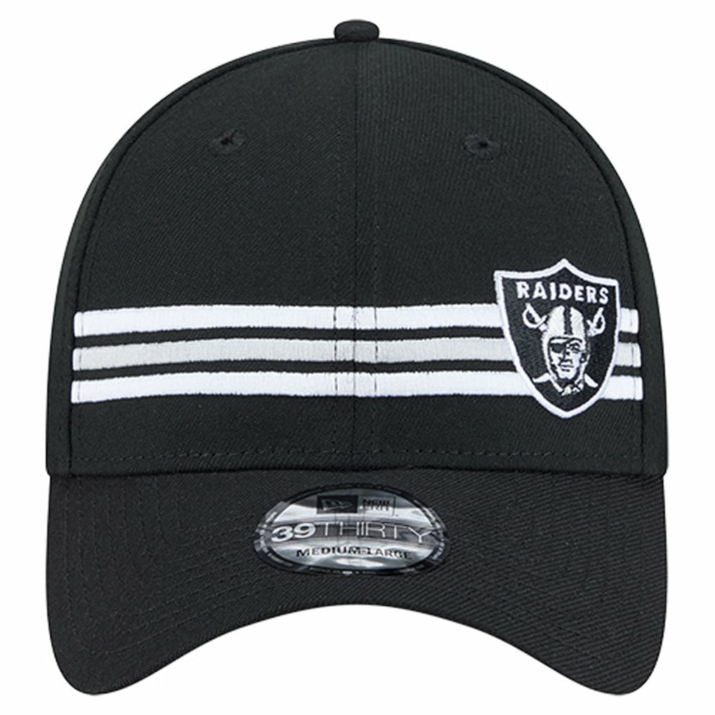 Las Vegas Raiders New Era Stripes 39THIRTY Flex Hat Black | NFL