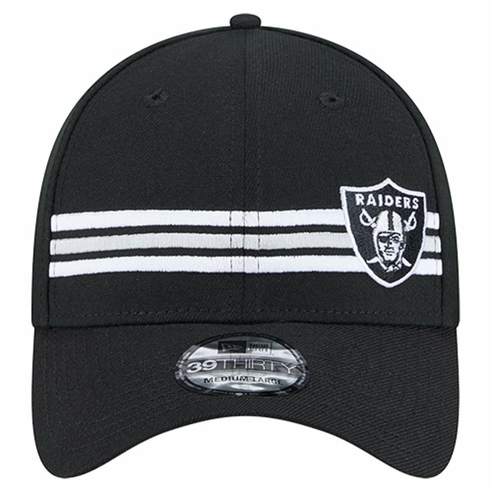 Las Vegas Raiders New Era Stripes 39THIRTY Flex Hat Black | NFL