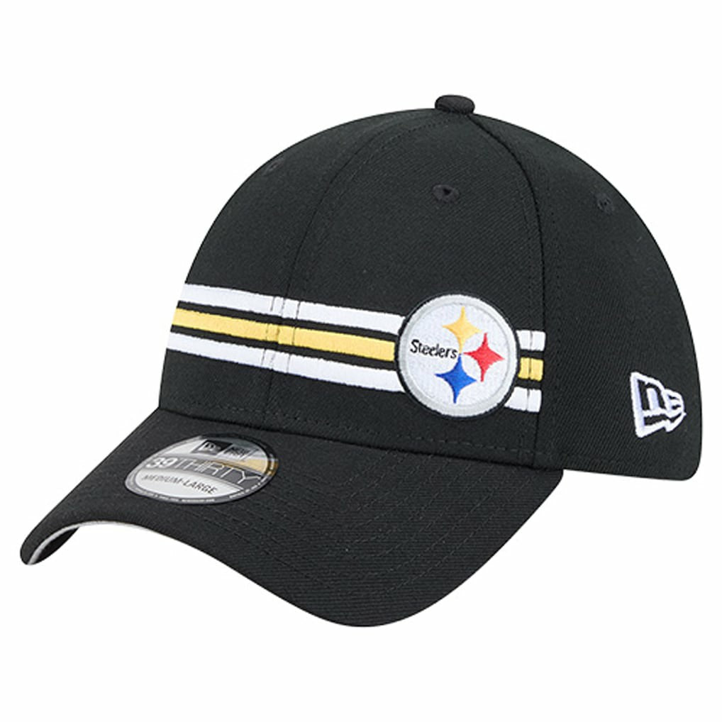 Pittsburgh Steelers New Era Stripes 39THIRTY Flex Hat Black | NFL