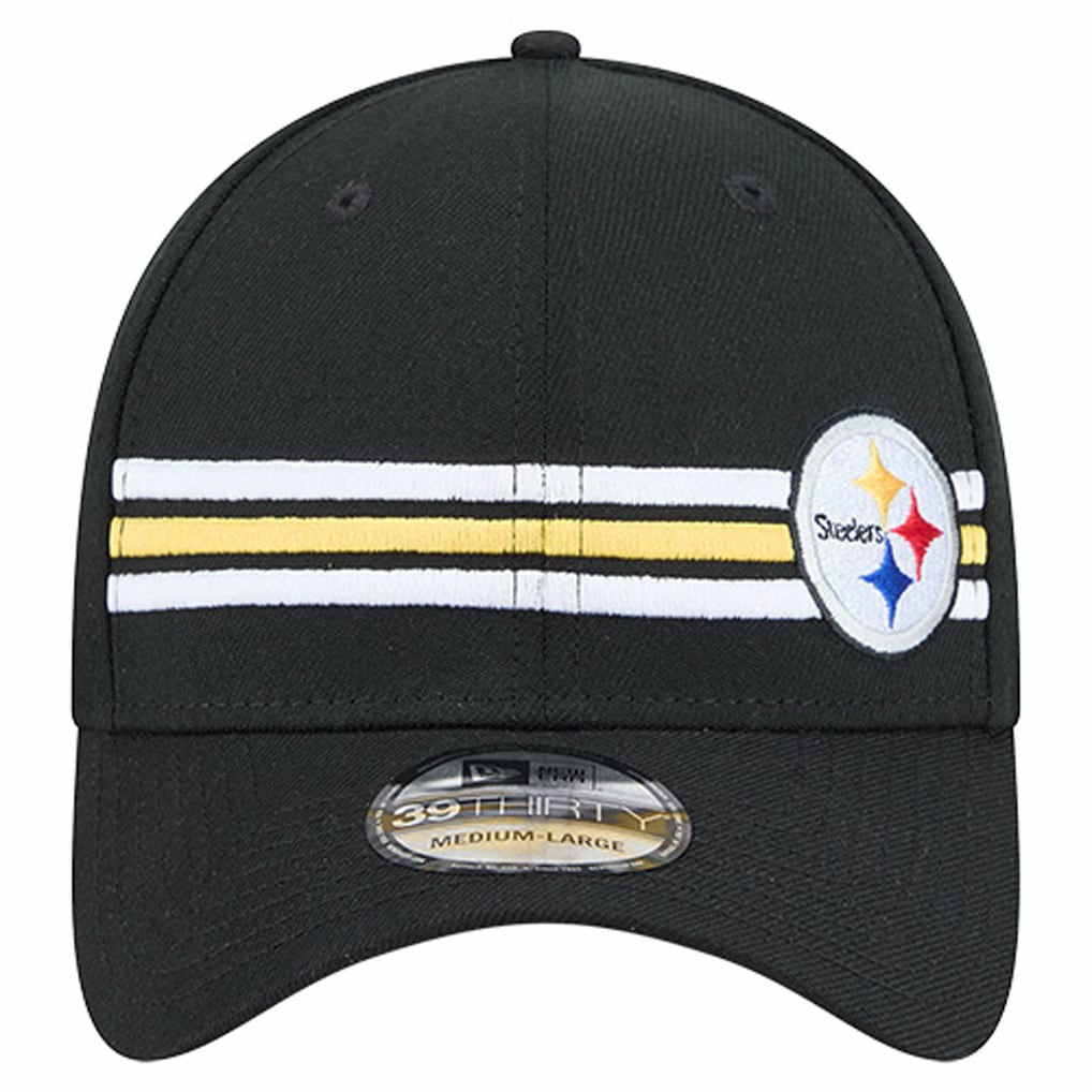 Pittsburgh Steelers New Era Stripes 39THIRTY Flex Hat Black | NFL