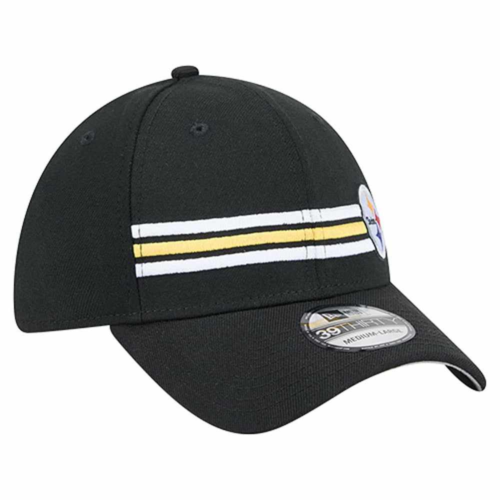 Pittsburgh Steelers New Era Stripes 39THIRTY Flex Hat Black | NFL