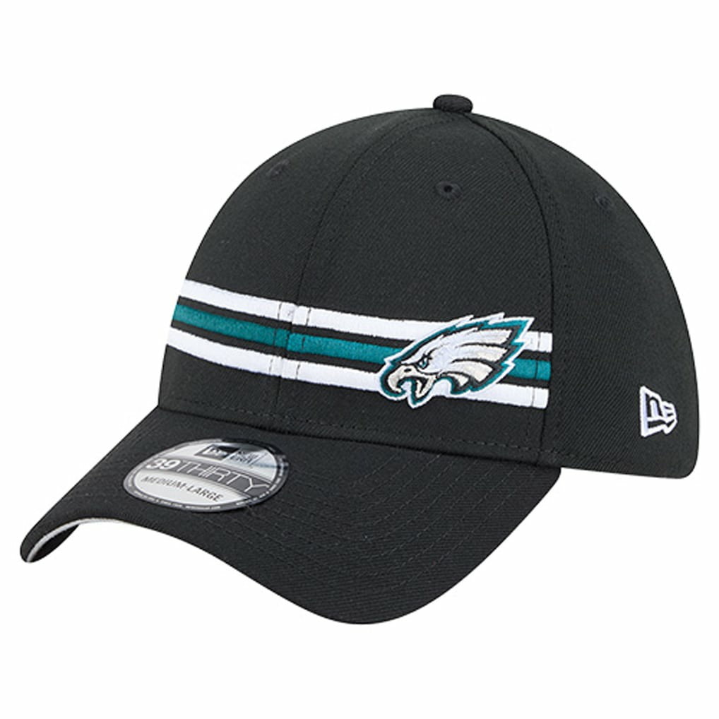 Philadelphia Eagles New Era Stripes 39THIRTY Flex Hat Black | NFL
