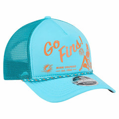 Miami Dolphins New Era Gas Station 9FORTY A-Frame M-Crown Adjustable Trucker Hat Aqua | NFL