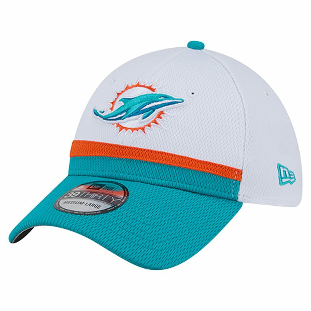 Miami Dolphins New Era Dashmark Rays 39THIRTY Flex Hat White/Aqua | NFL