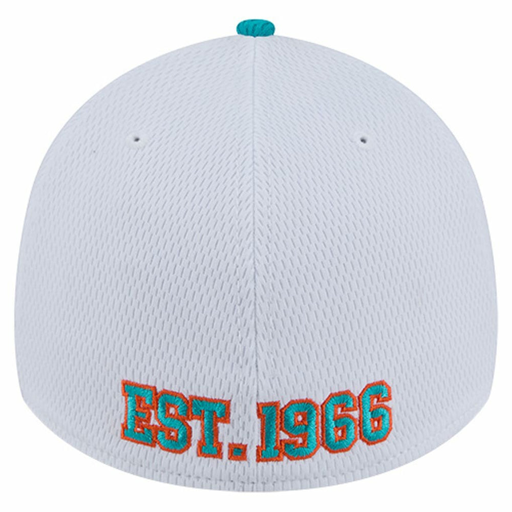 Miami Dolphins New Era Dashmark Rays 39THIRTY Flex Hat White/Aqua | NFL