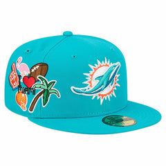 Miami Dolphins New Era Group Chat 59FIFTY Fitted Hat Aqua | NFL